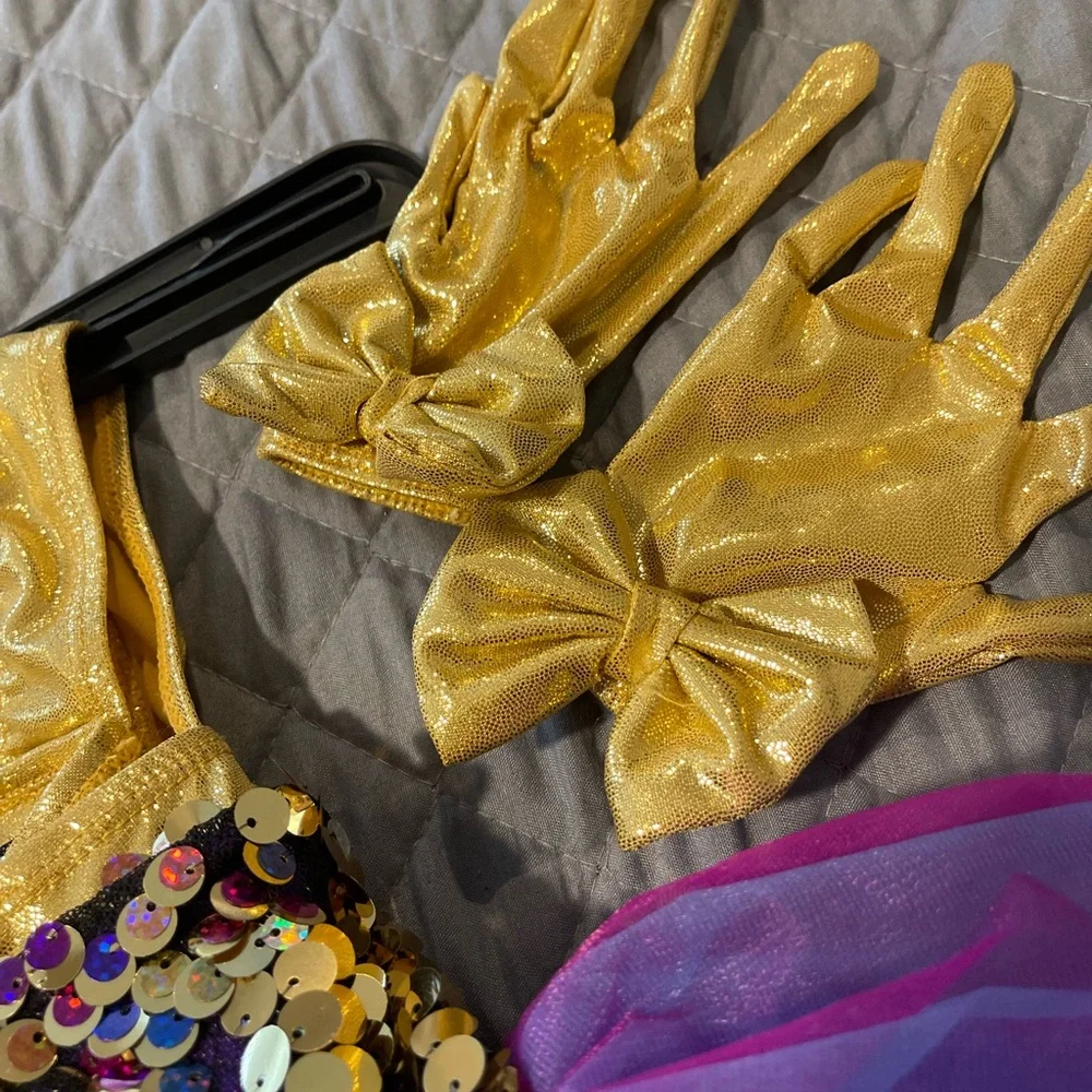 Revolution Gold and Purple Sequin Kids Costume